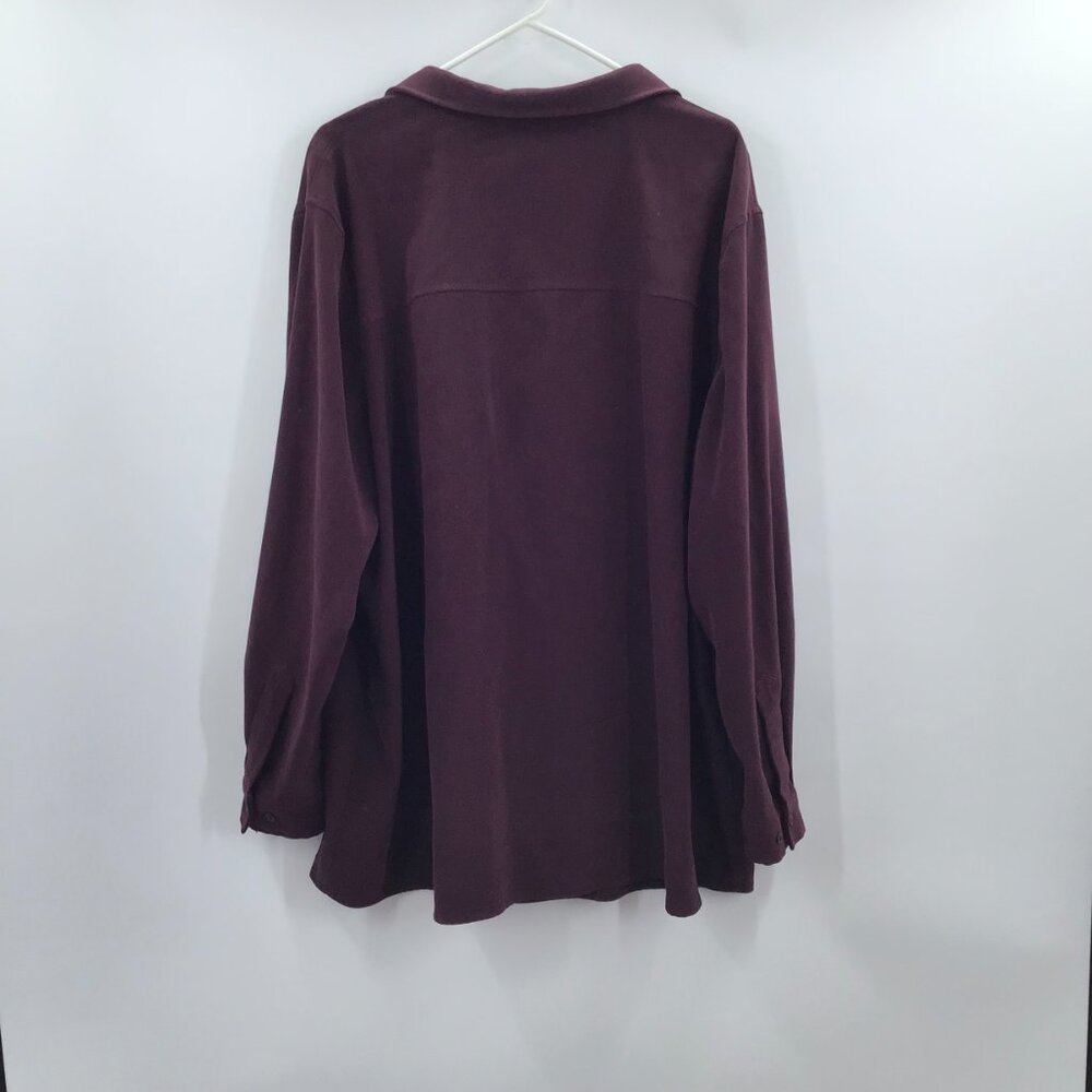 Vintage Bigshirt 3X Oversize Shirt Burgundy Moleskin Stretch Lycra Tunic Length - Picture 4 of 11